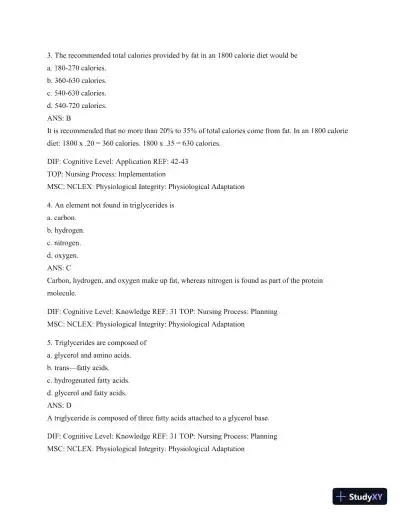 Test Bank For Williams' Basic Nutrition & Diet Therapy, 14th Edition - Page 26 preview image