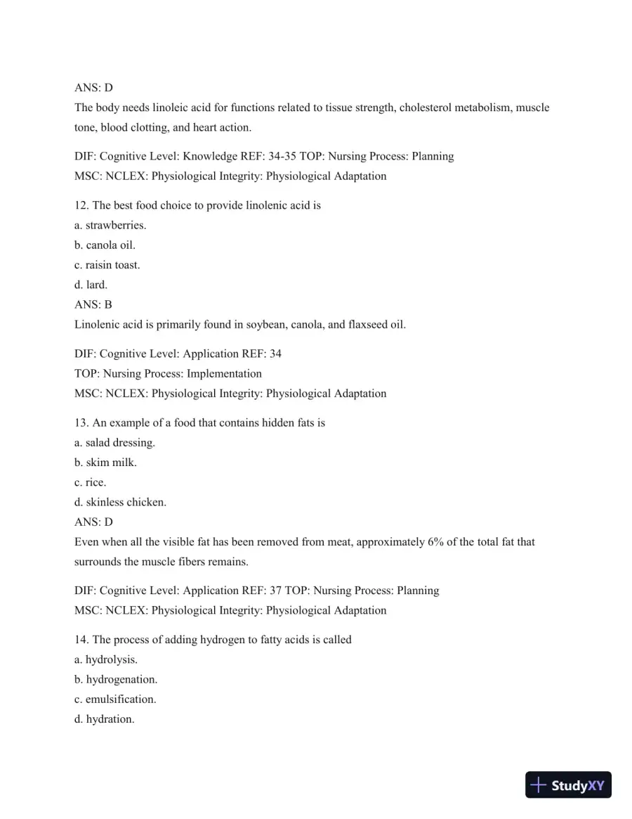 Test Bank For Williams' Basic Nutrition & Diet Therapy, 14th Edition, page 29