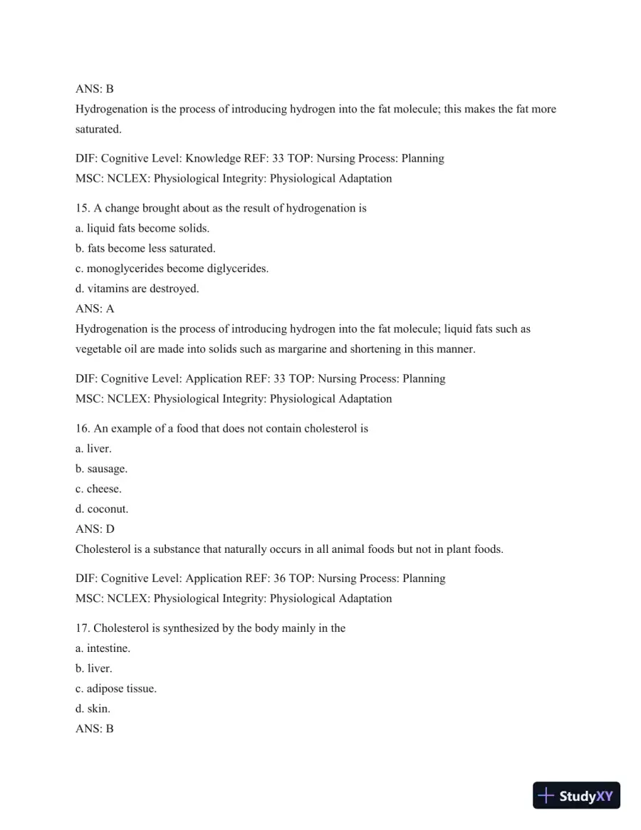 Test Bank For Williams' Basic Nutrition & Diet Therapy, 14th Edition, page 30