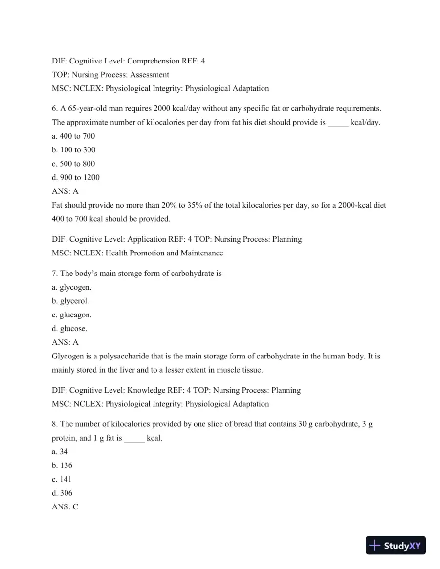 Test Bank For Williams' Basic Nutrition & Diet Therapy, 14th Edition, page 4