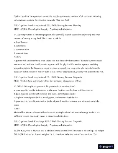 Test Bank For Williams' Basic Nutrition & Diet Therapy, 14th Edition - Page 7 preview image