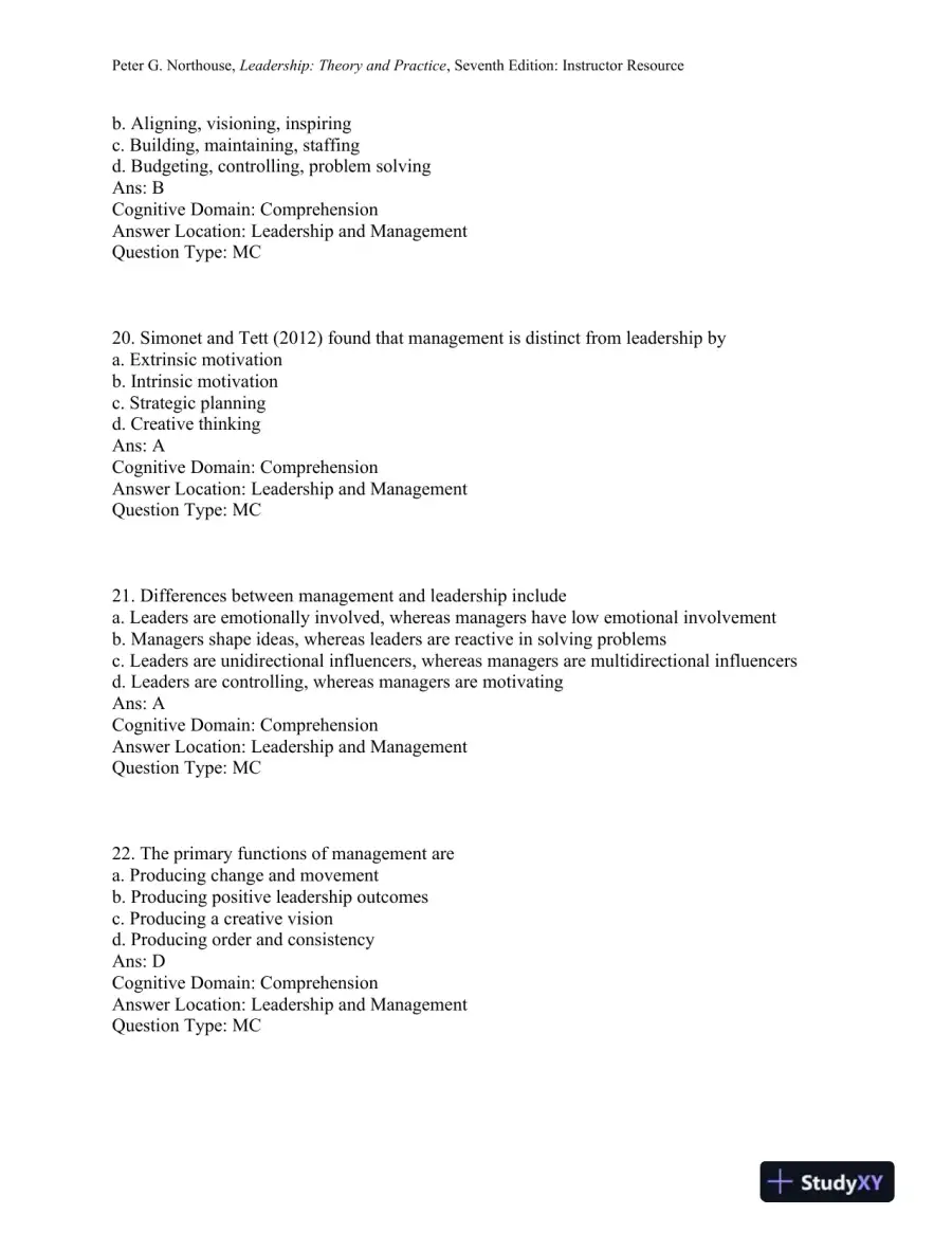Leadership: Theory and Practice, 7th Edition Test Bank, page 7