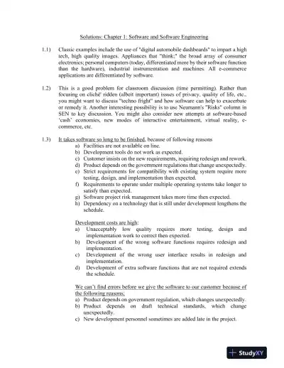 Solution Manual for Software Engineering: A Practitioner's Approach, 9th Edition - Page 1 preview image