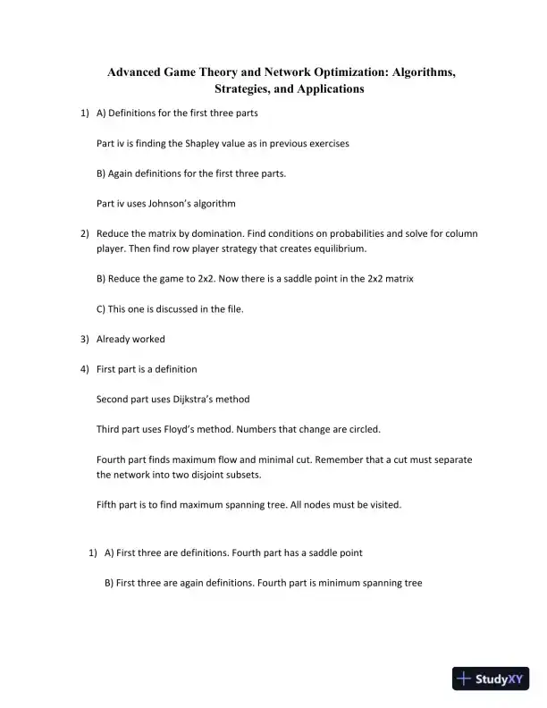Advanced Game Theory And Network Optimization: Algorithms, Strategies, And Applications - Page 1 preview image