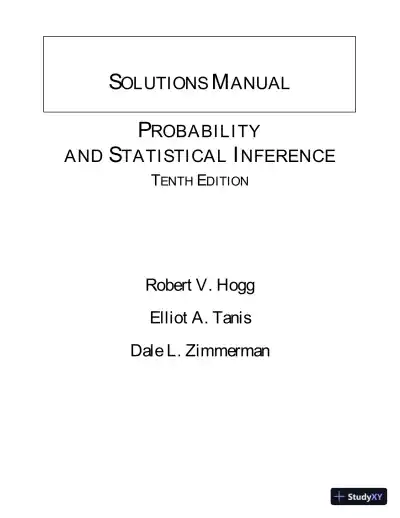 Solution Manual for Probability and Statistical Inference, 10th Edition - Page 1 preview image