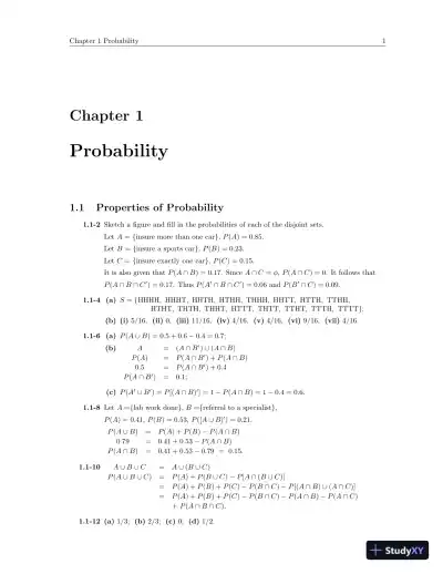 Solution Manual for Probability and Statistical Inference, 10th Edition - Page 5 preview image