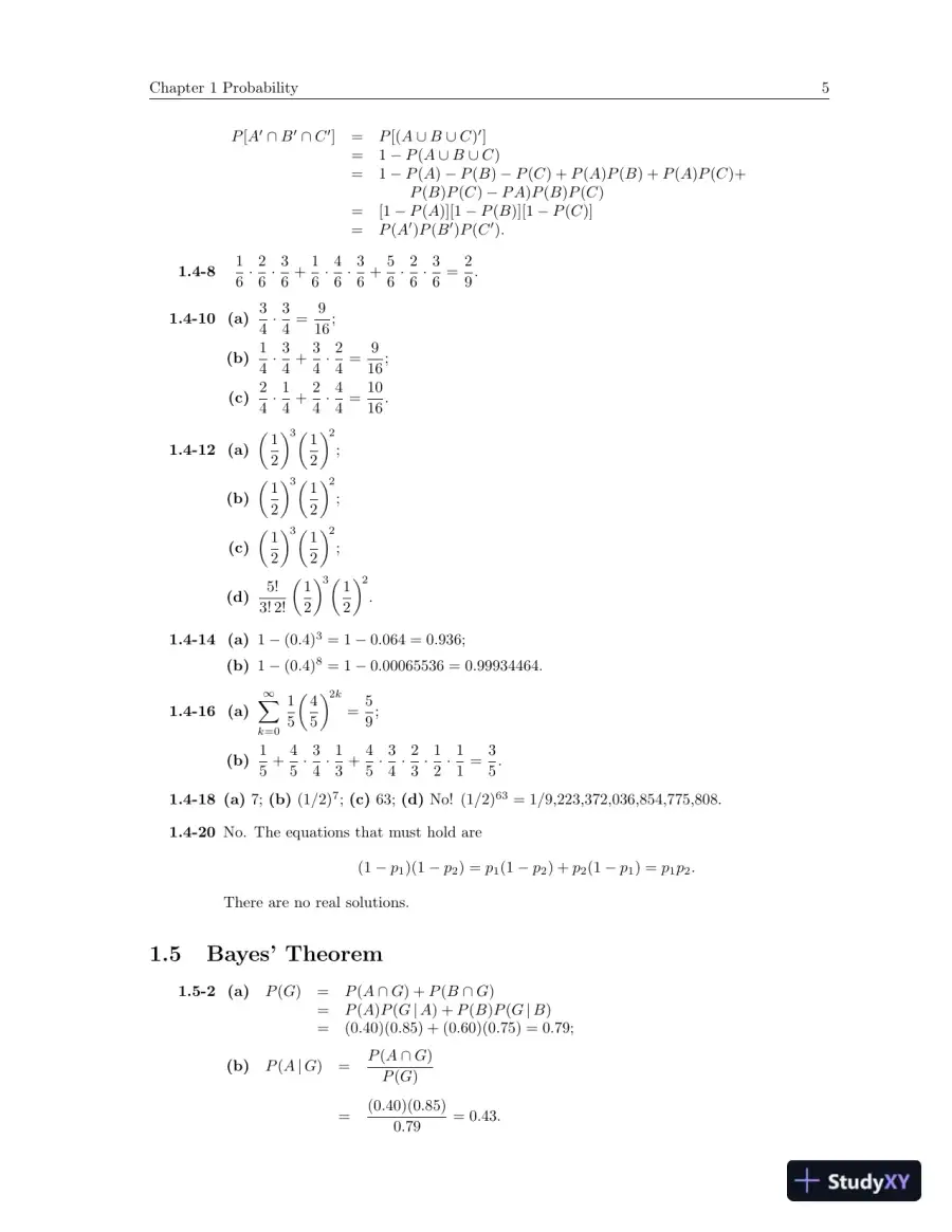 Solution Manual for Probability and Statistical Inference, 10th Edition, page 9
