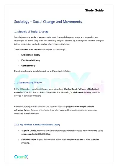 Sociology - Social Change and Movements - Page 1 preview image