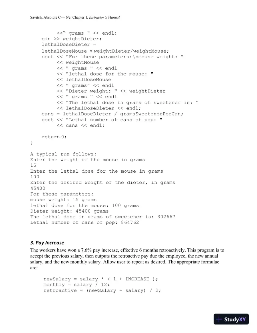 Solution Manual for Absolute C++, 6th Edition, page 10