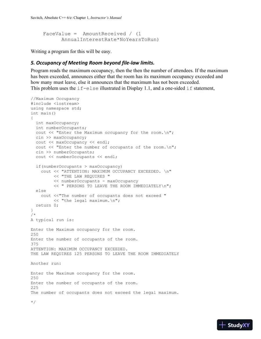 Solution Manual for Absolute C++, 6th Edition, page 12