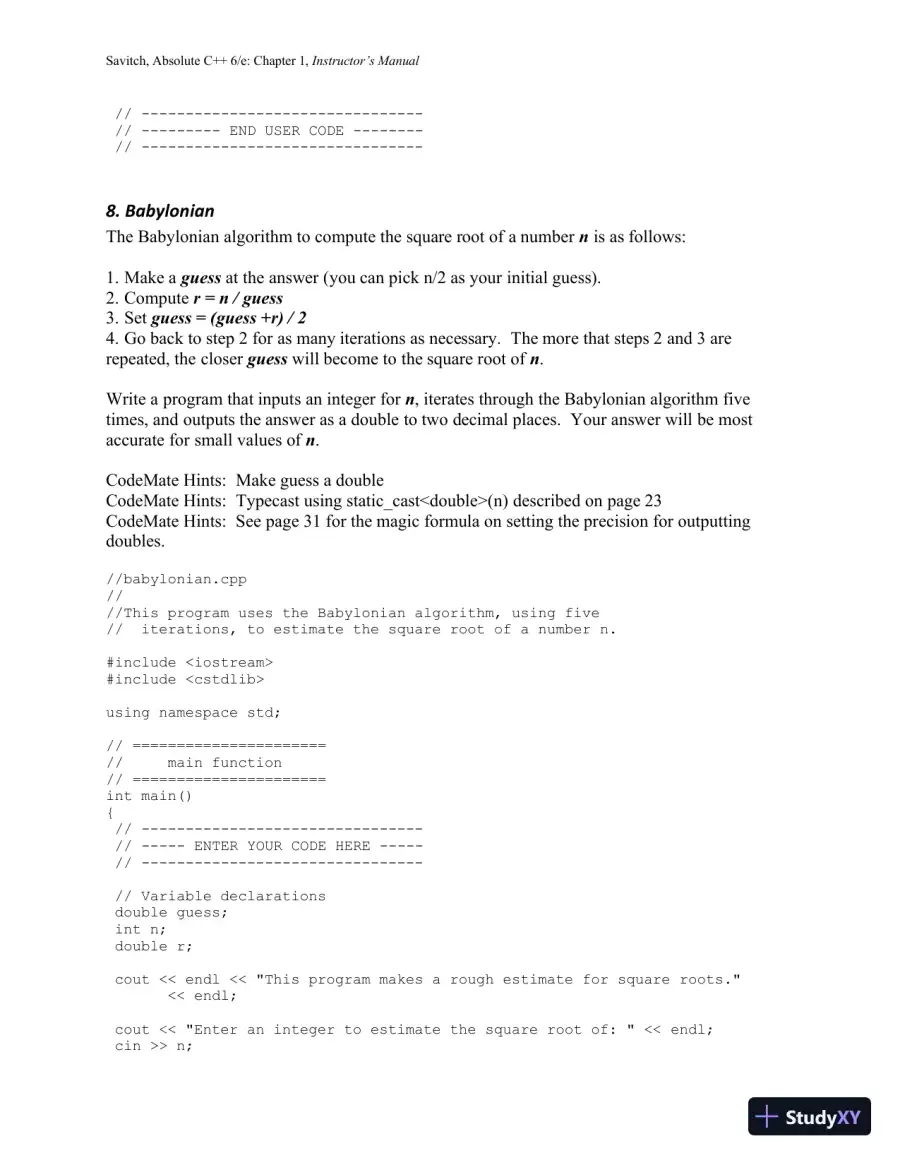 Solution Manual for Absolute C++, 6th Edition, page 17