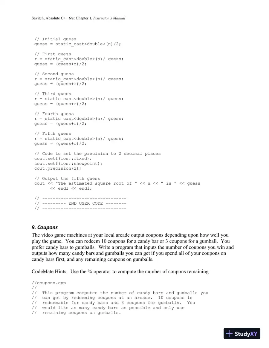 Solution Manual for Absolute C++, 6th Edition, page 18