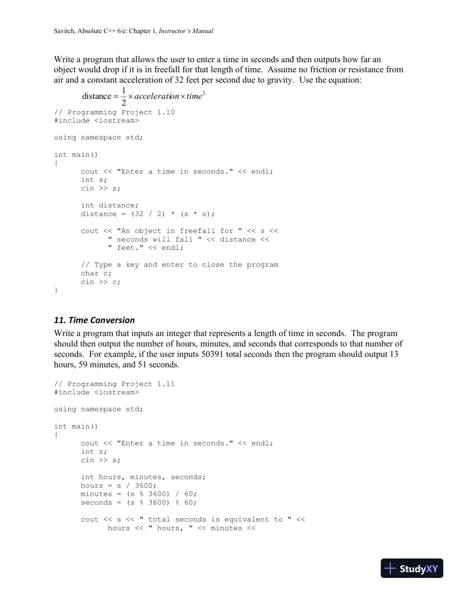 Solution Manual for Absolute C++, 6th Edition, page 20