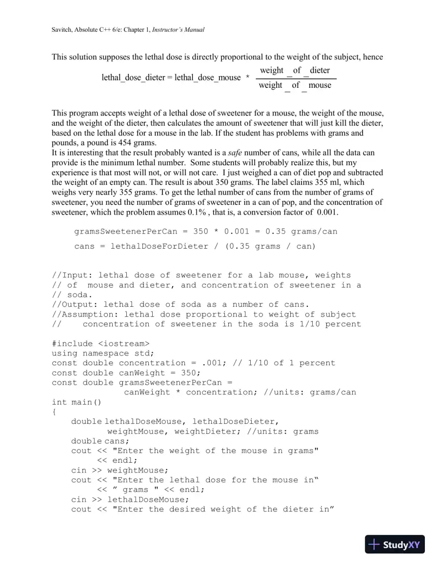 Solution Manual for Absolute C++, 6th Edition, page 9
