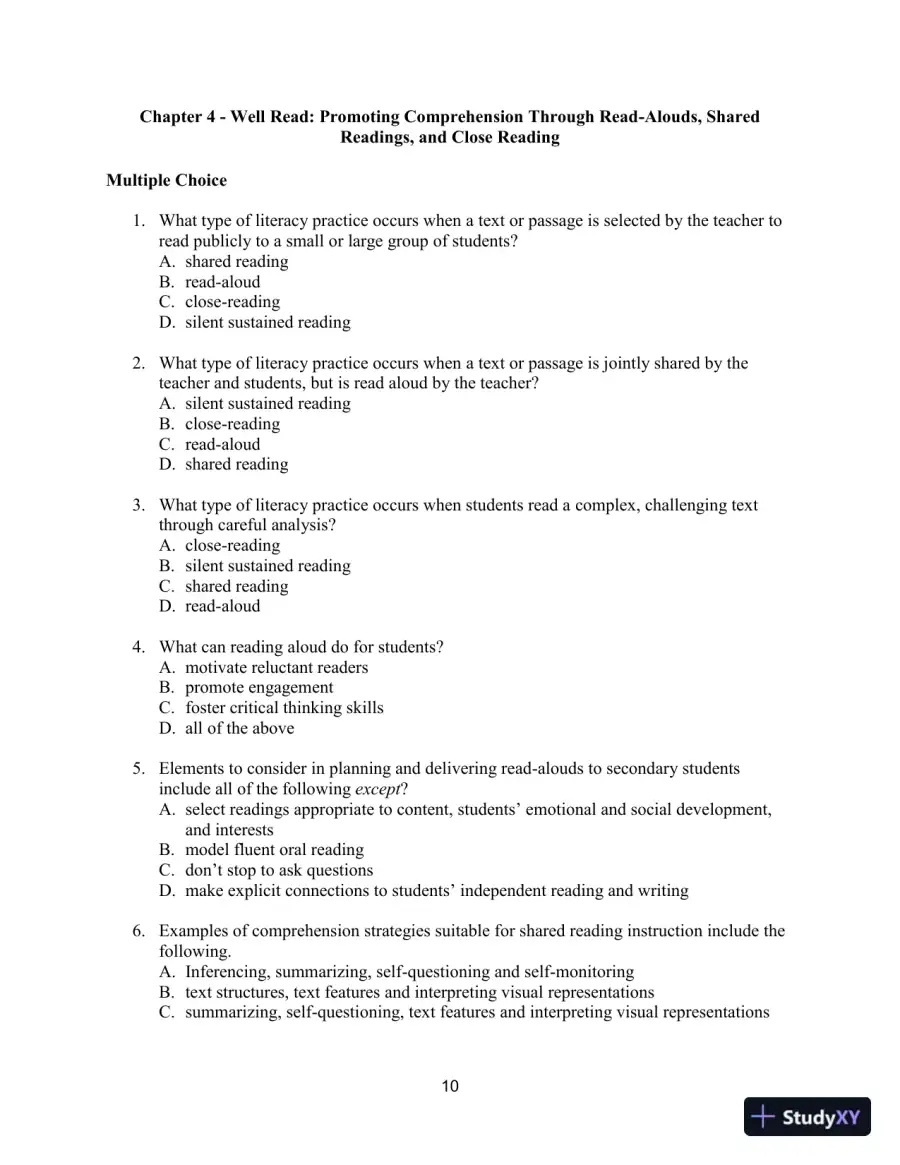 Test Bank for Improving Adolescent Literacy: Content Area Strategies At Work, 5th Edition, page 13