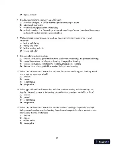 Test Bank for Improving Adolescent Literacy: Content Area Strategies At Work, 5th Edition - Page 5 preview image