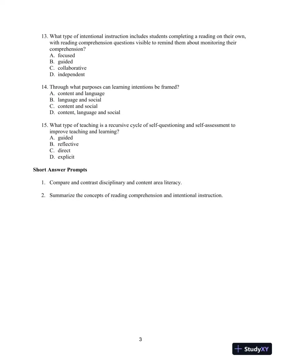 Test Bank for Improving Adolescent Literacy: Content Area Strategies At Work, 5th Edition, page 6