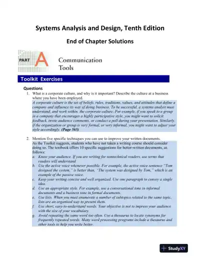 Systems Analysis And Desig, 10th Edition Solution Manual - Page 1 preview image