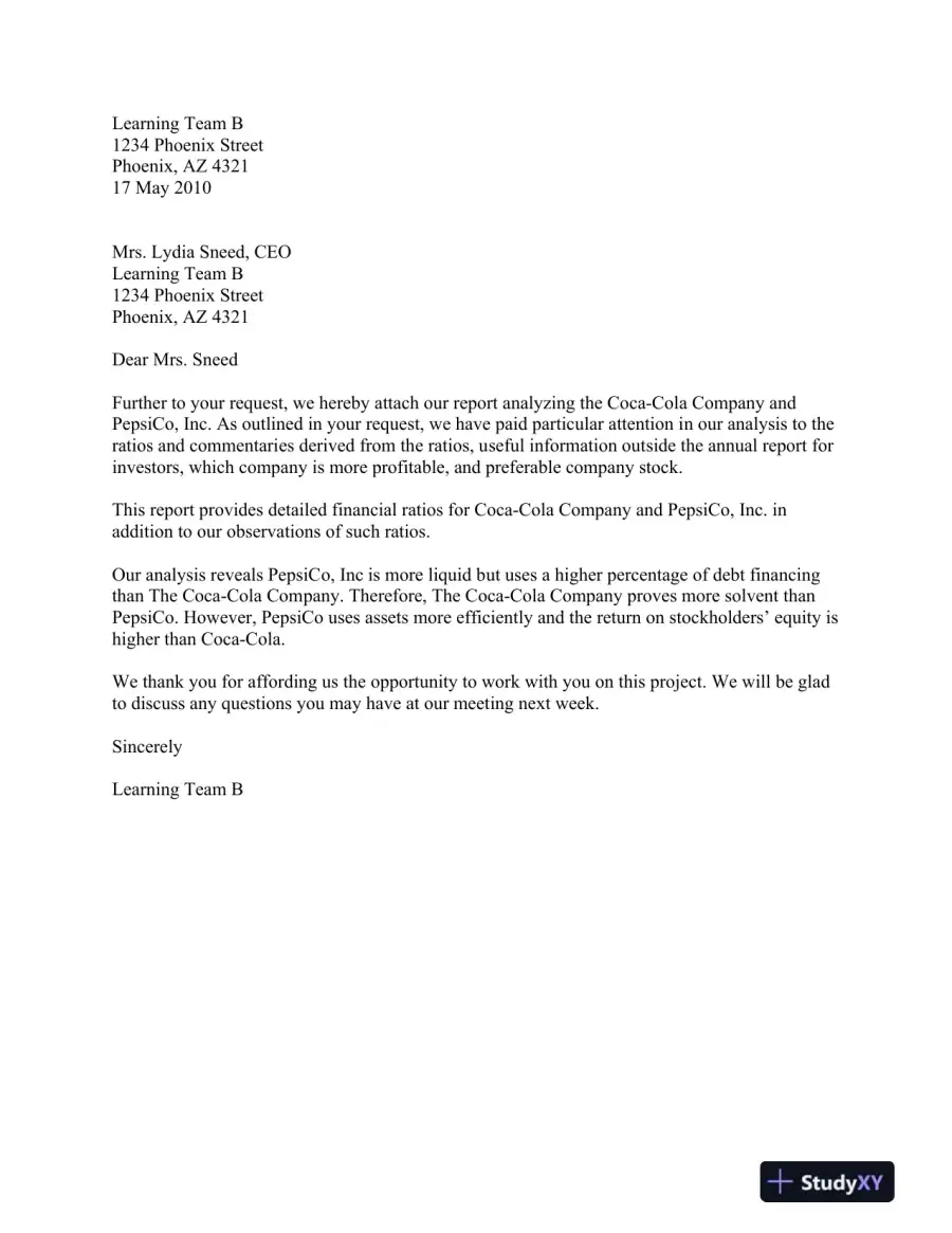 ACC/400 Week 4: Interpreting Financial Statements Report, page 4