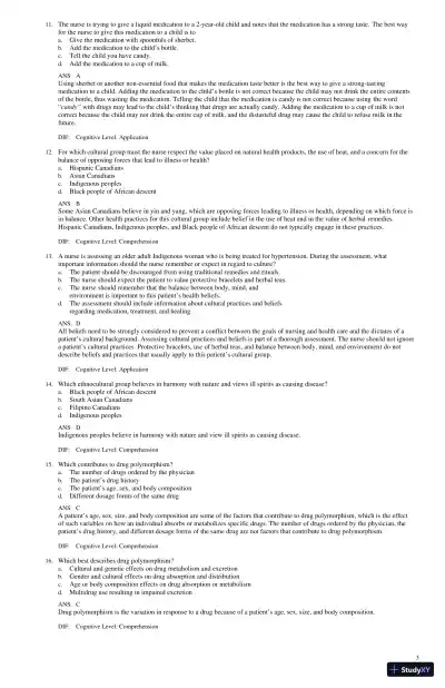 Test Bank for Lilley's Pharmacology for Canadian Health Care Practice, 4th Edition (Chapters 1-58) - Page 10 preview image