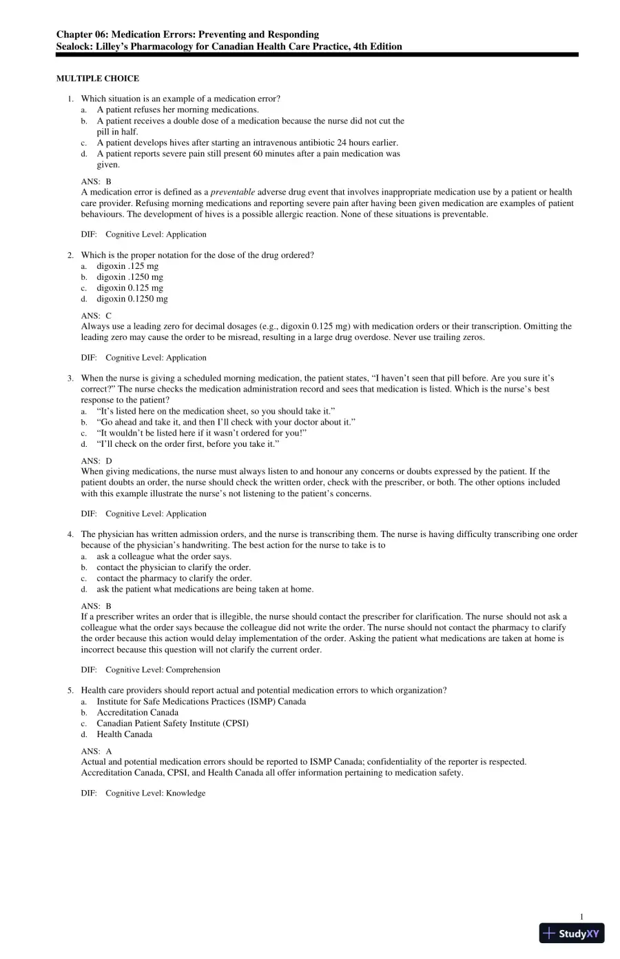 Test Bank for Lilley's Pharmacology for Canadian Health Care Practice, 4th Edition (Chapters 1-58), page 13