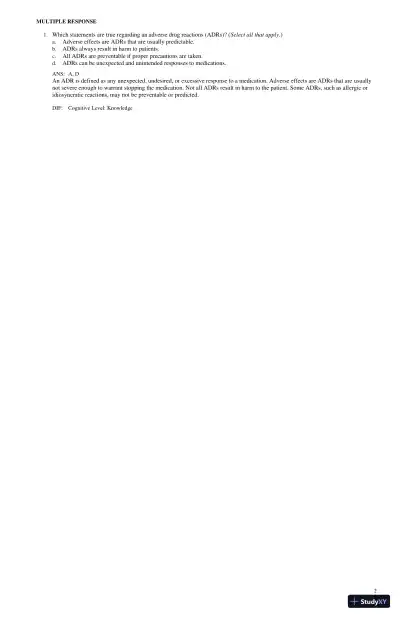 Test Bank for Lilley's Pharmacology for Canadian Health Care Practice, 4th Edition (Chapters 1-58) - Page 14 preview image