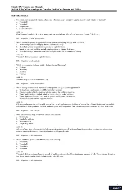 Test Bank for Lilley's Pharmacology for Canadian Health Care Practice, 4th Edition (Chapters 1-58) - Page 19 preview image