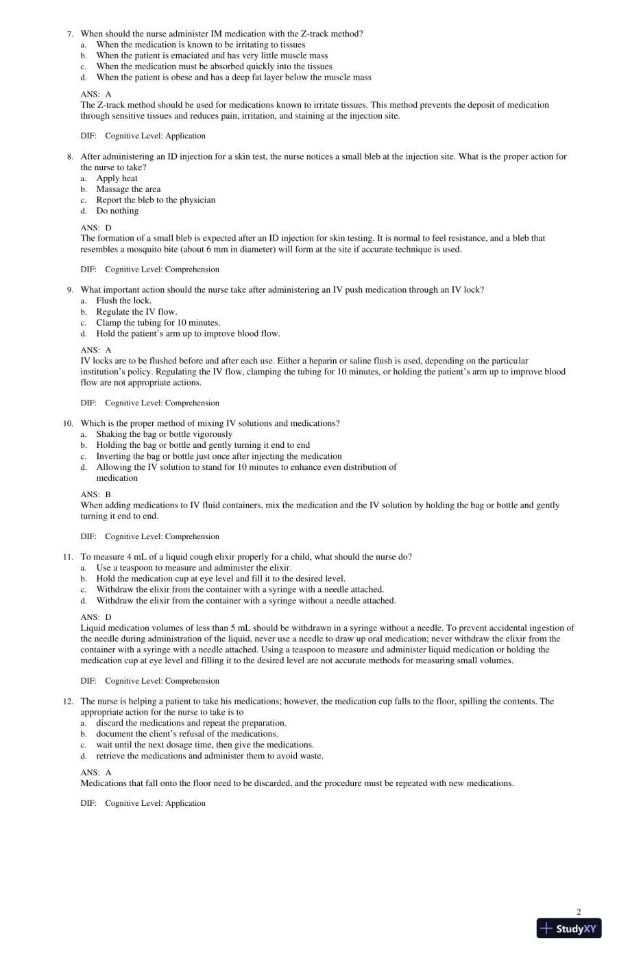 Test Bank for Lilley's Pharmacology for Canadian Health Care Practice, 4th Edition (Chapters 1-58), page 22