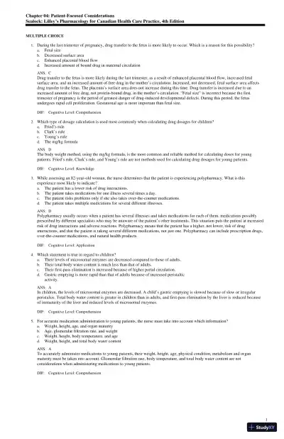 Test Bank for Lilley's Pharmacology for Canadian Health Care Practice, 4th Edition (Chapters 1-58) - Page 8 preview image