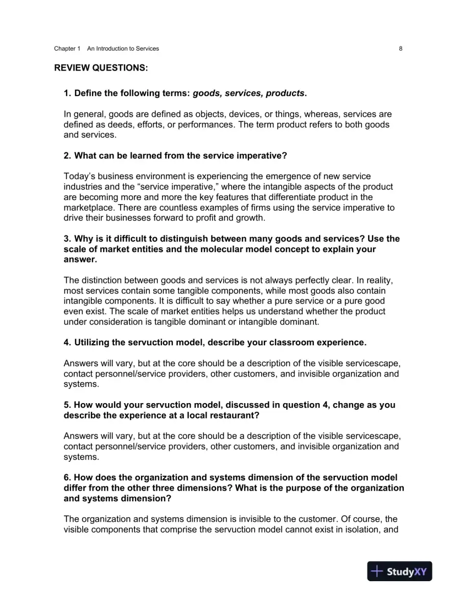Services Marketing: Concepts, Strategies, And Cases, 5th Edition Solution Manual, page 9