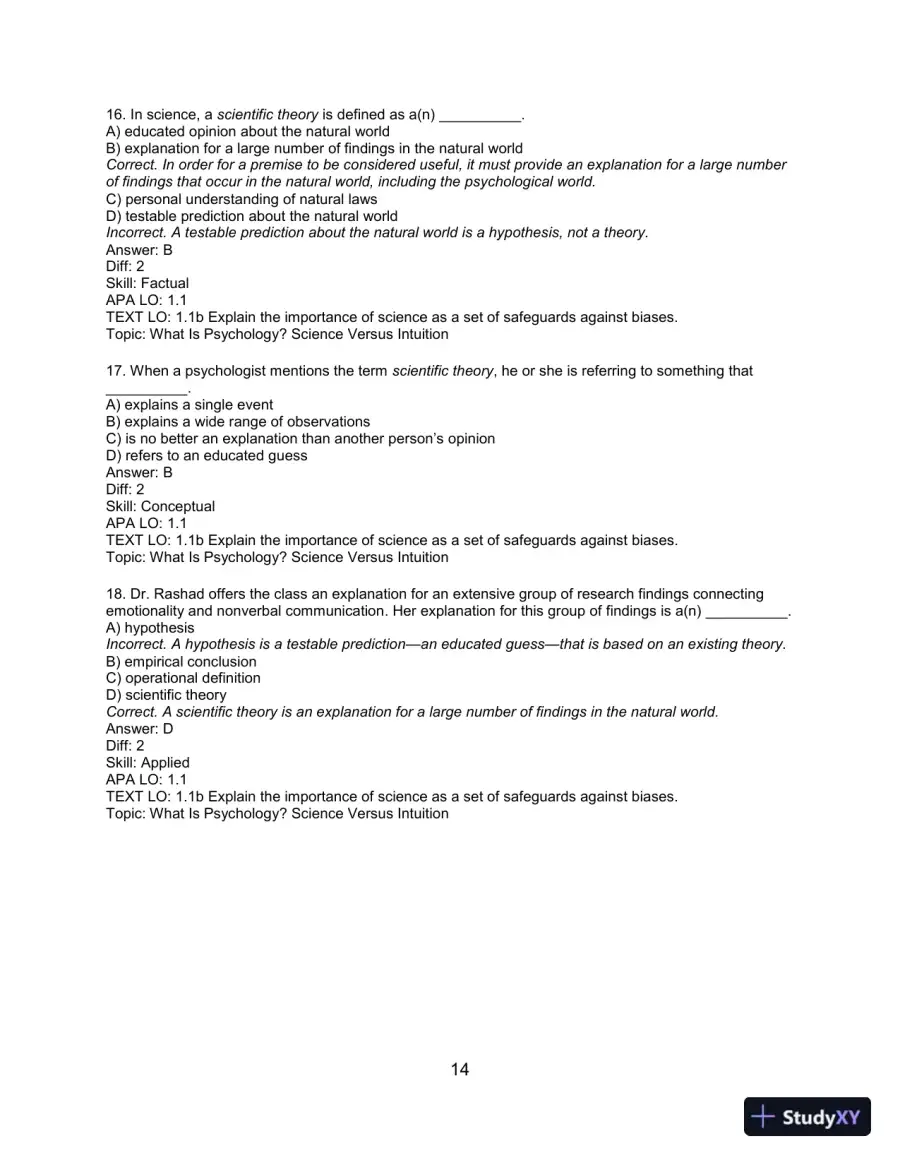 Test Bank For Psychology: From Inquiry to Understanding 4th Edition Test Bank, page 15