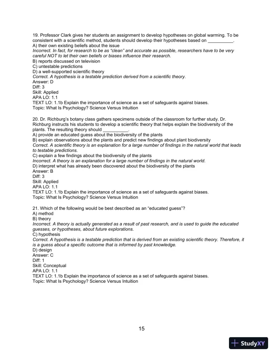 Test Bank For Psychology: From Inquiry to Understanding 4th Edition Test Bank, page 16