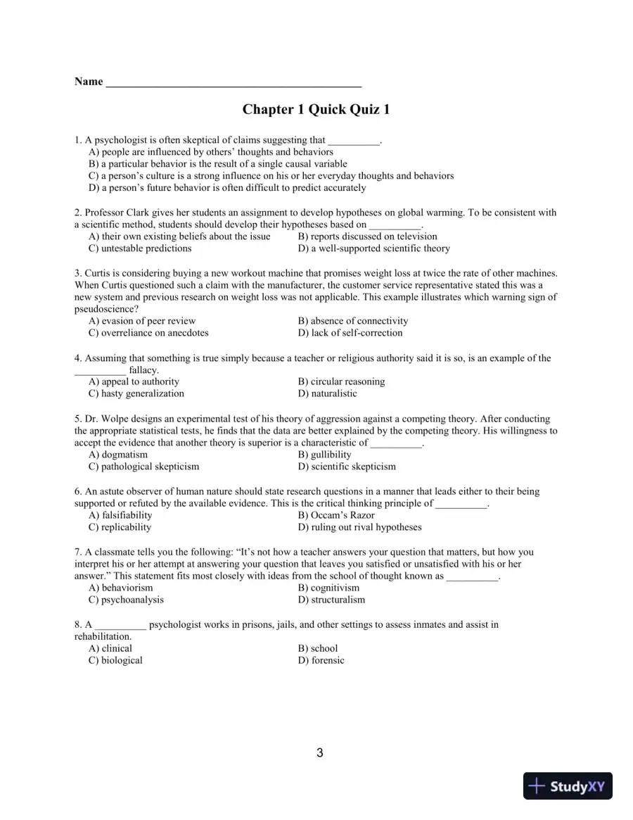 Test Bank For Psychology: From Inquiry to Understanding 4th Edition Test Bank, page 4