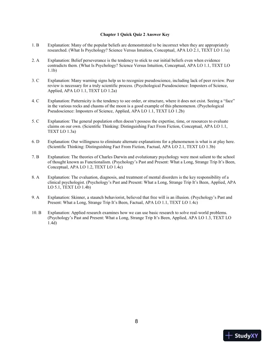 Test Bank For Psychology: From Inquiry to Understanding 4th Edition Test Bank, page 9
