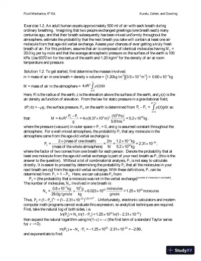 Fluid Mechanics , 6th Edition Solution Manual - Page 3 preview image