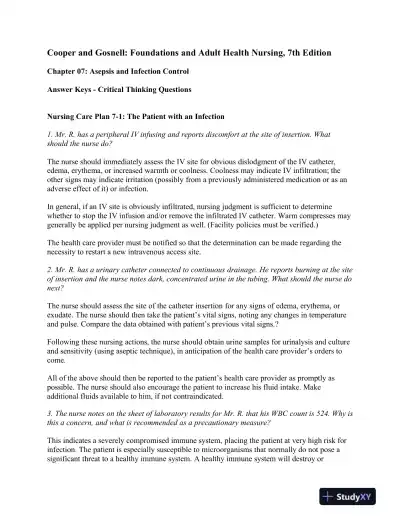 Foundations And Adult Health Nursing, 7th Edition Solution Manual - Page 1 preview image