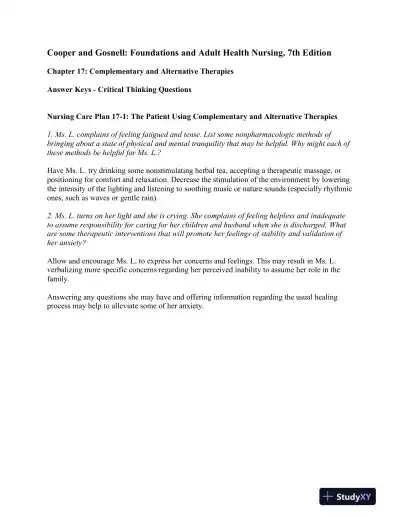 Foundations And Adult Health Nursing, 7th Edition Solution Manual - Page 10 preview image