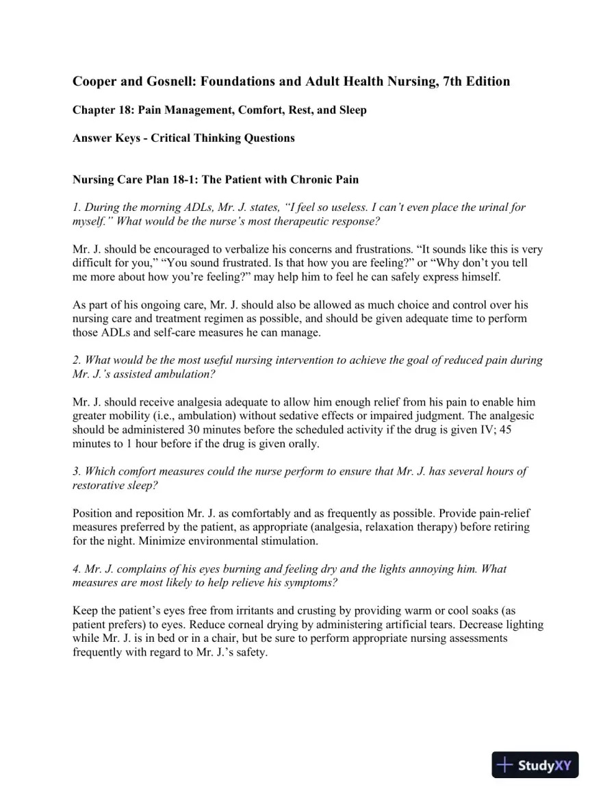 Foundations And Adult Health Nursing, 7th Edition Solution Manual, page 11