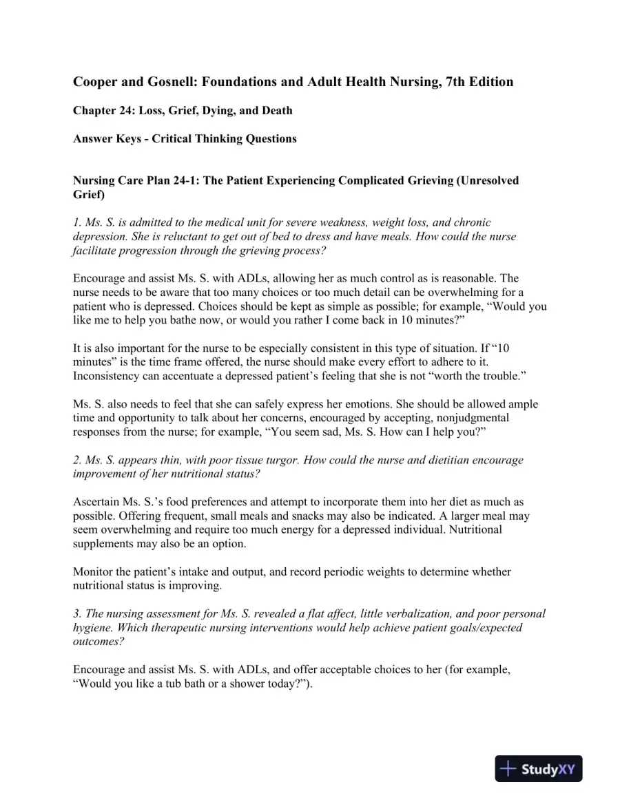 Foundations And Adult Health Nursing, 7th Edition Solution Manual, page 12