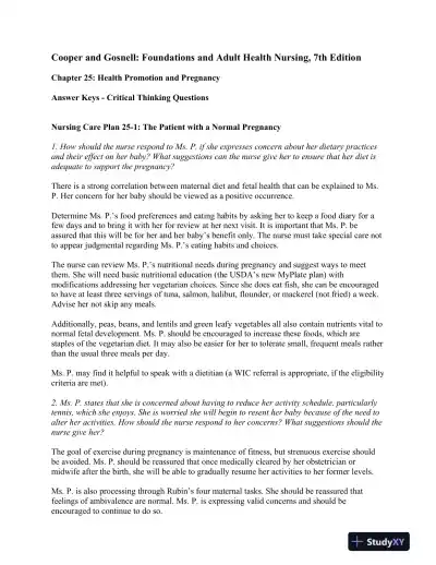 Foundations And Adult Health Nursing, 7th Edition Solution Manual - Page 14 preview image