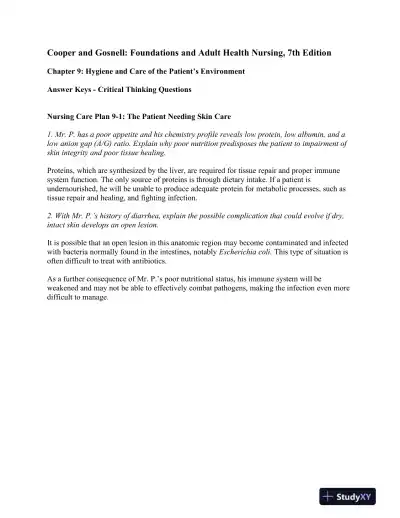 Foundations And Adult Health Nursing, 7th Edition Solution Manual - Page 5 preview image