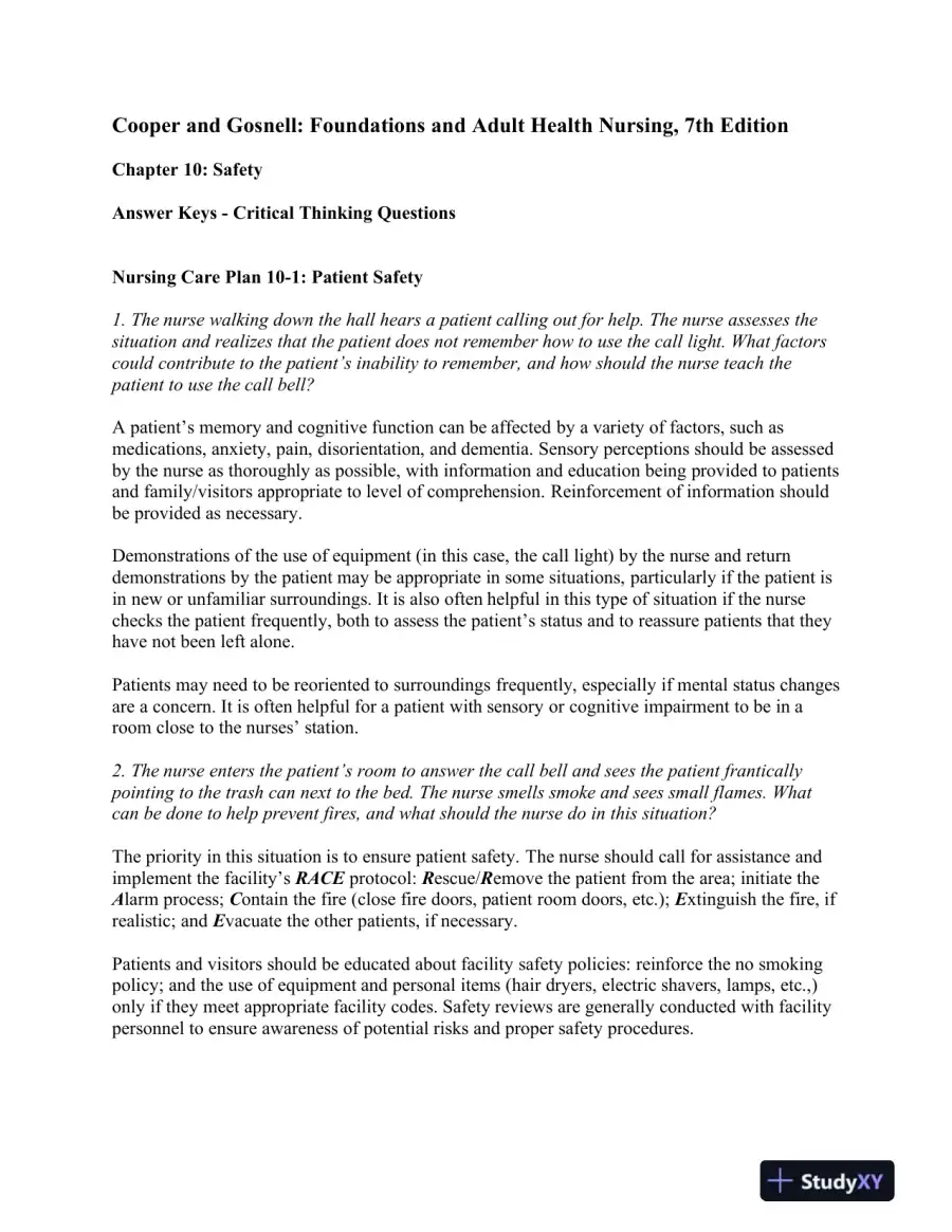 Foundations And Adult Health Nursing, 7th Edition Solution Manual, page 6