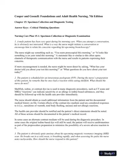 Foundations And Adult Health Nursing, 7th Edition Solution Manual - Page 7 preview image