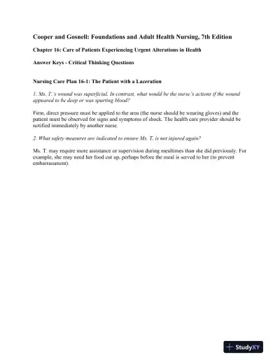 Foundations And Adult Health Nursing, 7th Edition Solution Manual - Page 9 preview image