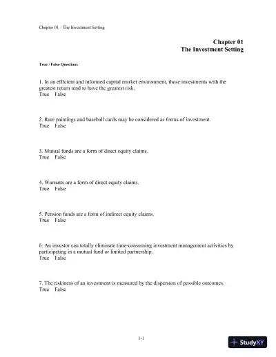 Test Bank For Fundamentals Of Investment Management, 10th Edition - Page 1 preview image