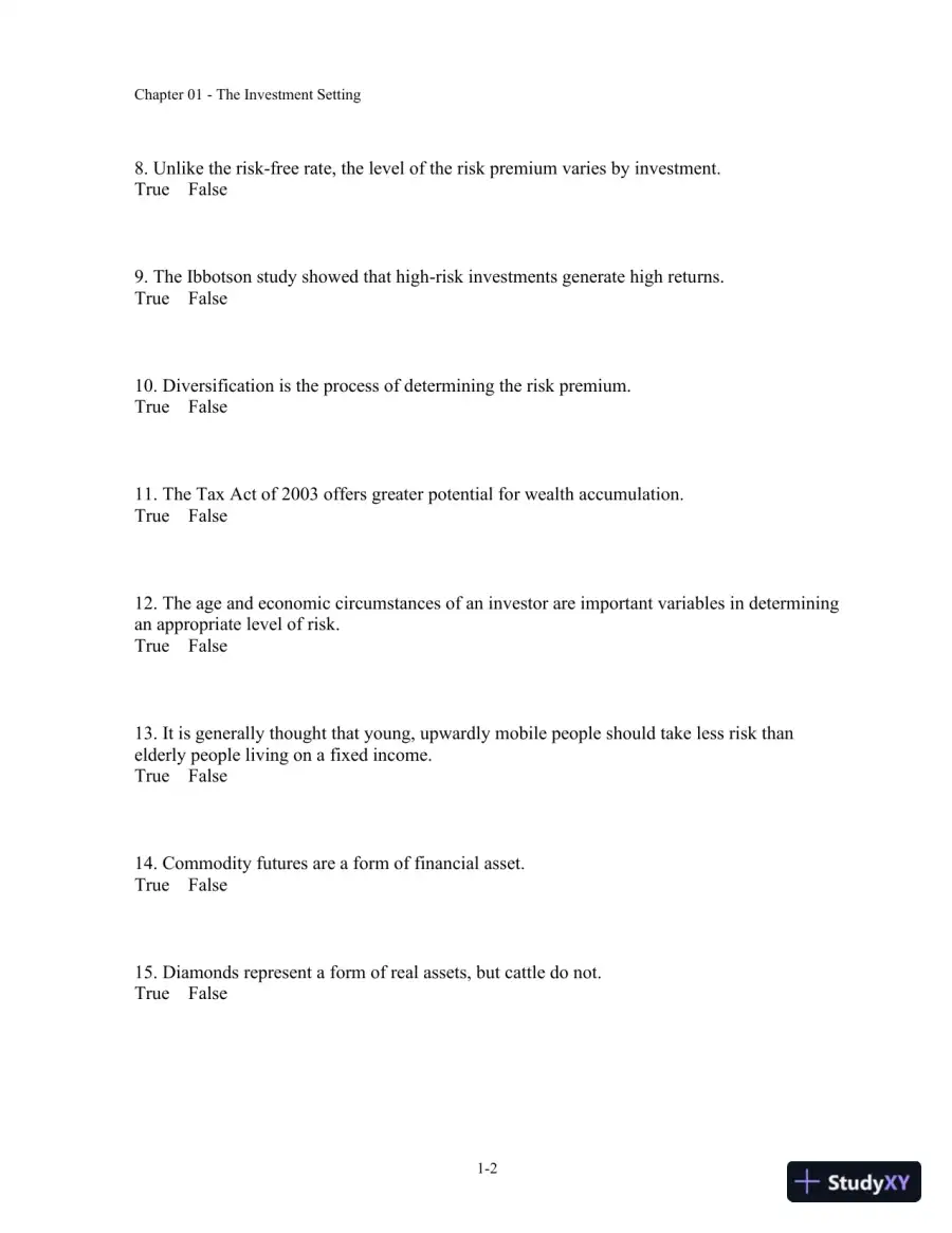 Test Bank For Fundamentals Of Investment Management, 10th Edition, page 3