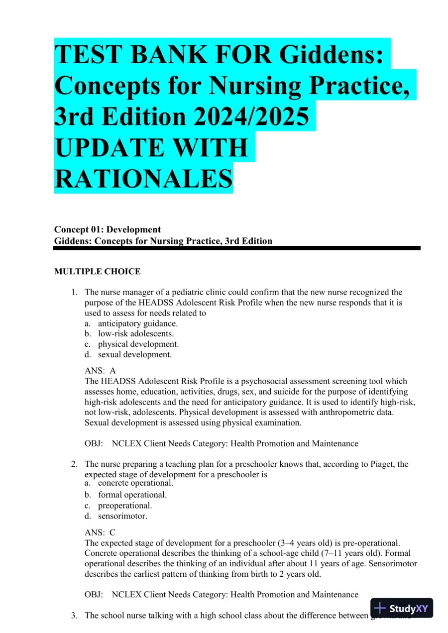 Test Bank for Concepts for Nursing Practice, 3rd Edition (Chapters 1-57), page 3
