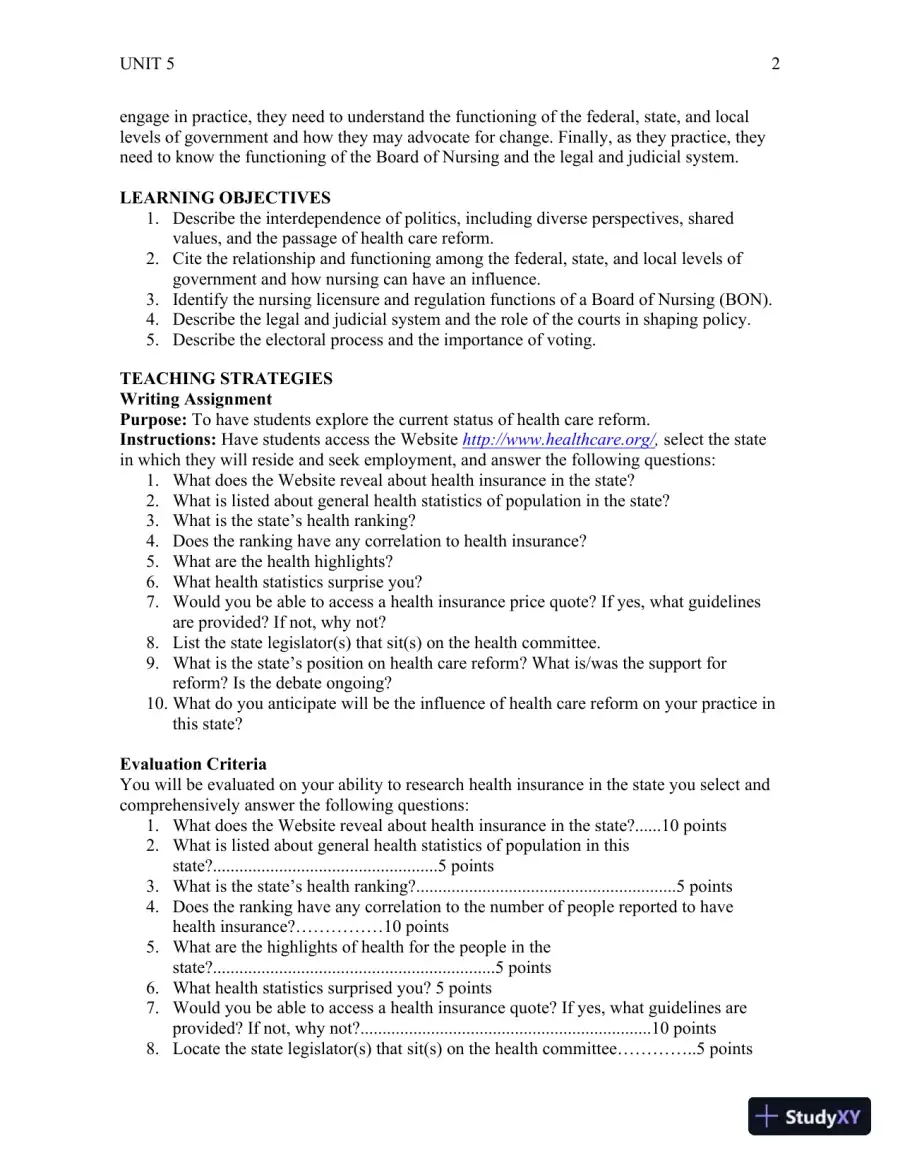 Policy And Politics In Nursing And Healthcare - Revised Reprint , 6th Edition Lecture Notes, page 27