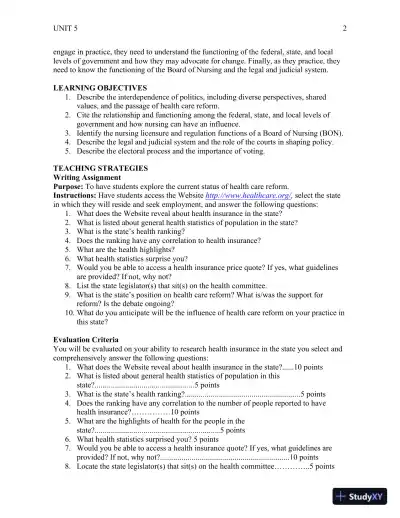 Policy And Politics In Nursing And Healthcare - Revised Reprint , 6th Edition Lecture Notes - Page 27 preview image