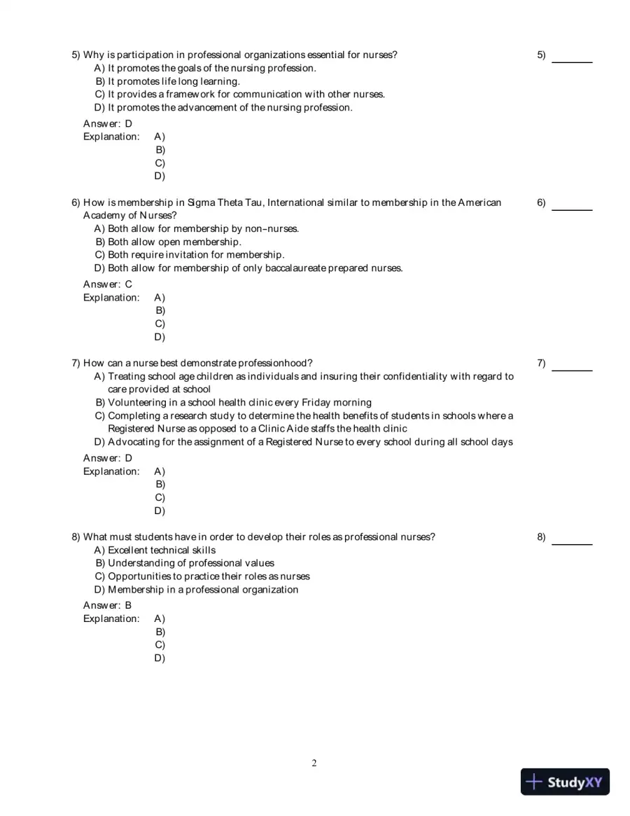Nursing in Contemporary Society: Issues, Trends and Transition to Practice 1st Edition Test Bank, page 11